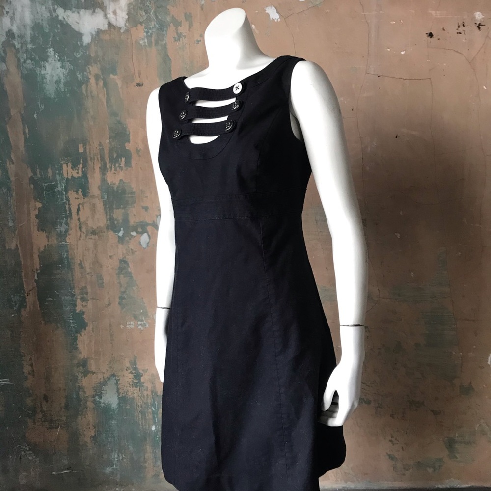 Etcetera Little Black Dress Button Strap Neckline